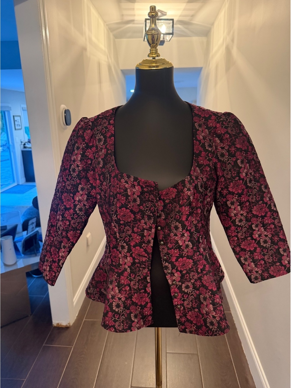 Vintage Nanette Lepore Jacquard Brocade Floral Blazer jacket peplum 10